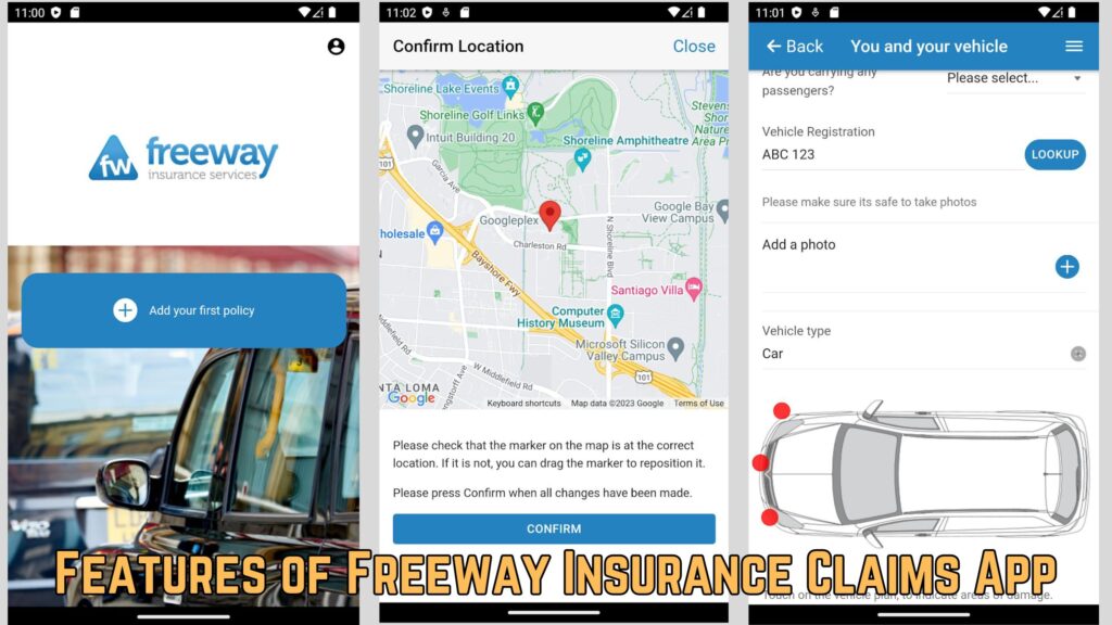 Features of Freeway Insurance Claims App